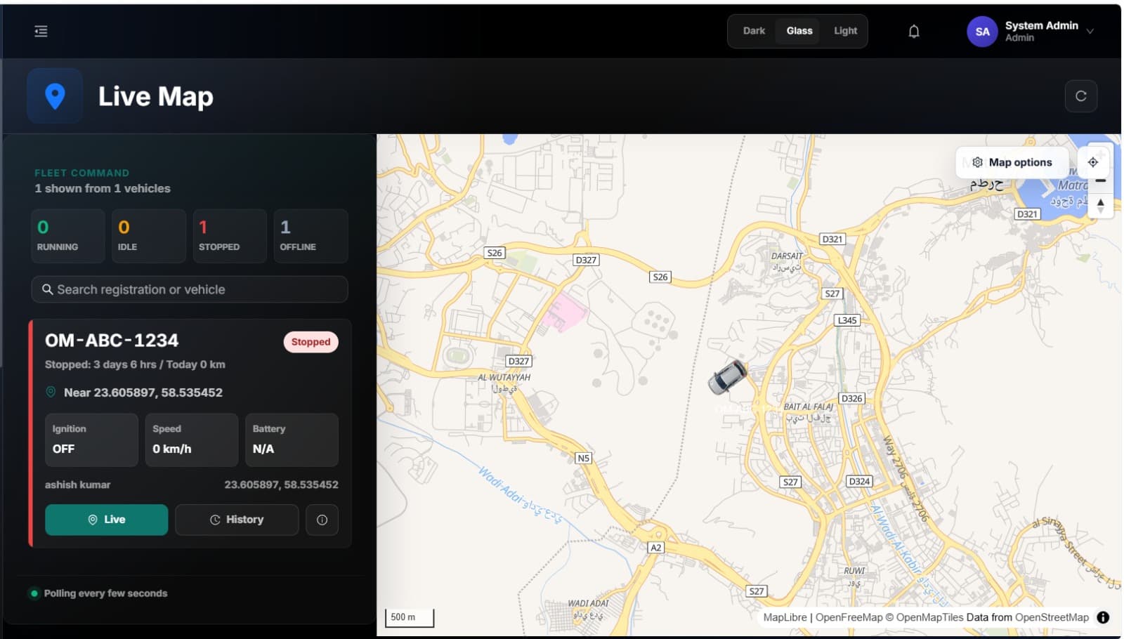Live map tracking