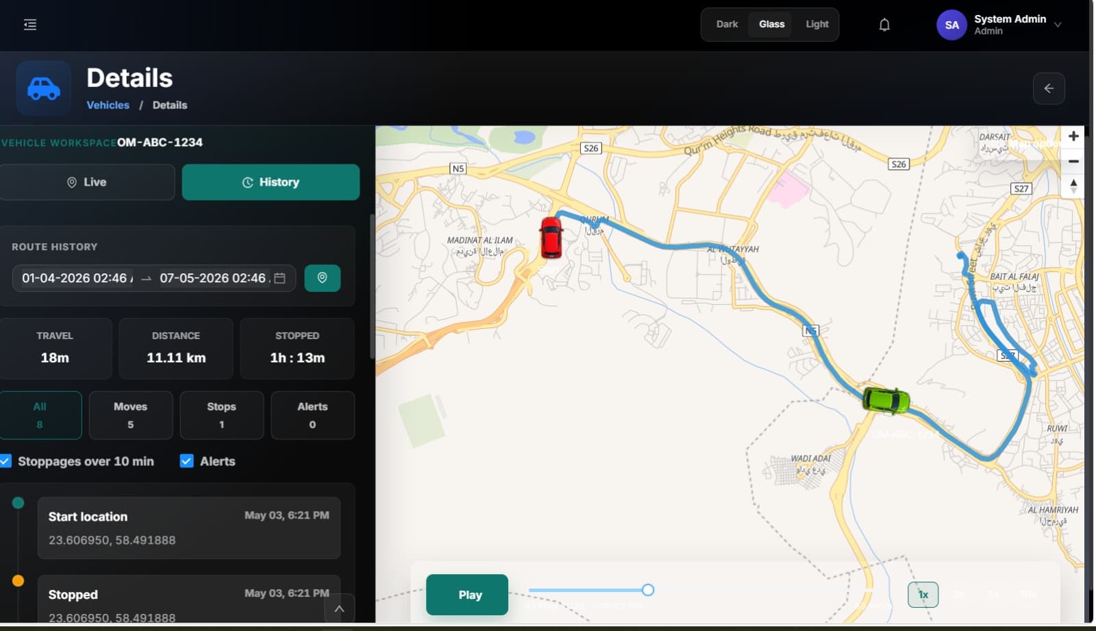 Route history view